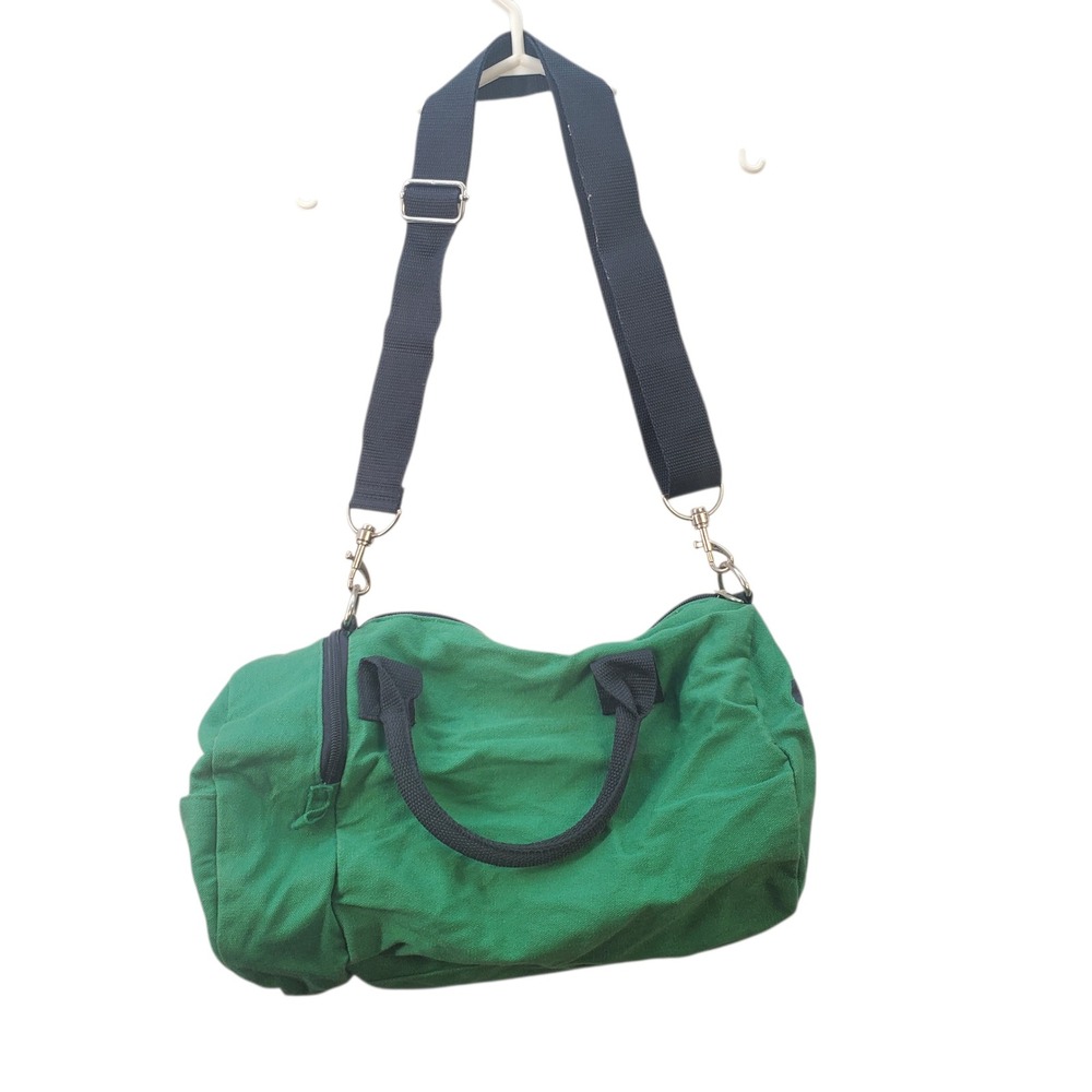Tommy Hilfiger Denim Green Canvas Duffle Bag Griffin Crest 1985 Gym Travel Zip - Picture 4 of 14